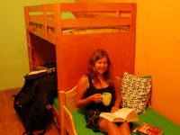 Sylvia in the hostel (Budapest, Hungary)