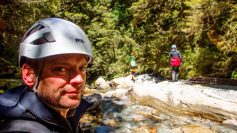 Cris at the start (Canyoning Robinson Creek, Adventures with Craichel Jan 2022)