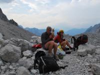 Cris + Em at bottom of cliffs 2 (Triglav Nat. Park, Slovenia)