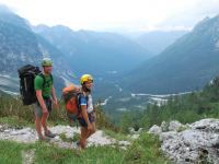 Cris + Em walk down valley (Triglav Nat. Park, Slovenia)