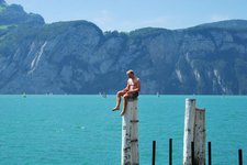 Cris sitting on pole (Swiss O Week, Switzerland) resize