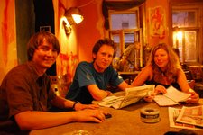 Tomas, Mark, and Syvlia at a pub (Kluj, Romania) resize