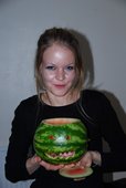 Suvi and our halloween pumpkin (Norwich) resize