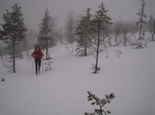 Chris heading up through the snow (Norway) resize