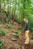 Frauke goes looking for bouldering (Gueberschwihr, Vogesen Mountains, France) resize
