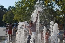 Cris plays in the fountain (Lake Belaton, Hungary) resize