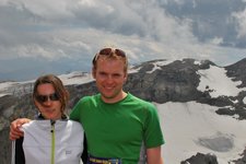 Leonie and Cris at finish (Glacier 3000 run) resize