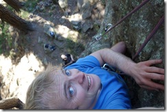 Cris at the top of a climb (Transmitter crag)
