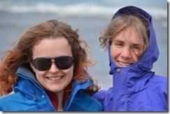 Katie and Gina smiling (Cycle touring Catlins Jan 2014)