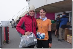 Cris and Leonie at the finish line (Inferno halfmarathon August 2014)