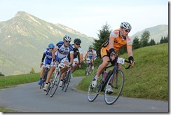 Cris being chased by men (Tannheimer Tal Radmarathon July 2014)