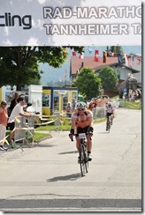 Cris crosses the finish line (Tannheimer Tal Radmarathon July 2014)
