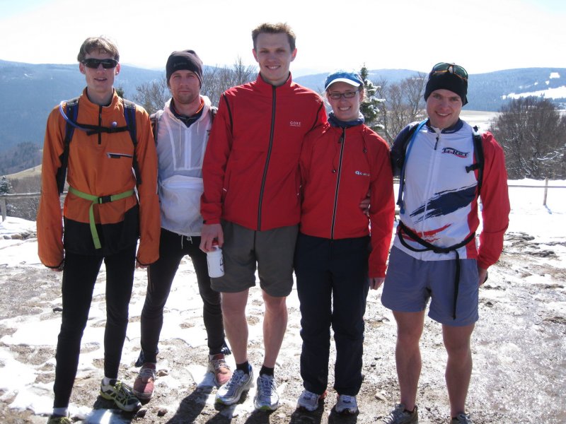 Cris, Julian, Benni, Steffi, Nico on the Shauinsland summit 3 (Freiburg)