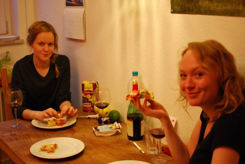 Eating pizza with Suvi and Sophia (Freiburg, Germany)