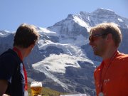 Julian and Cris at the finish 2 (Jungfrau Marathon 2011)