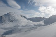 Snowy moutains (Rørnestinden, Norway)