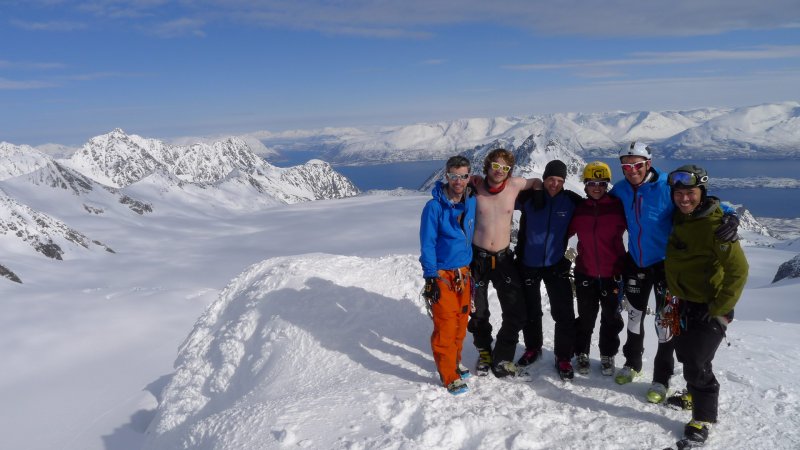 The crew on the summit 2 (Tafeltinden, Norway)