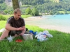 Cris cooking by the lake (Lungern, Switzerland)