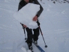 Frauke about to throw a snowball 2 (Ski Touring, Tannheimer Tal, Austria)