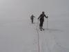 Walking up the glacier in white-out (Langdalstindane, Norway)