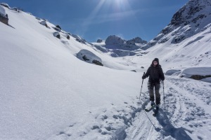 Almost back at the hut (Ski touring Jamtalhuette)
