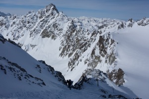 Ascent to the Hintere Jamspitze (Ski touring Jamtalhuette)