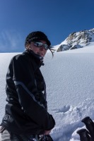 Leonie in the snow (Ski touring Jamtalhuette)