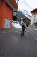 Leonie sets off (Ski touring Jamtalhuette)