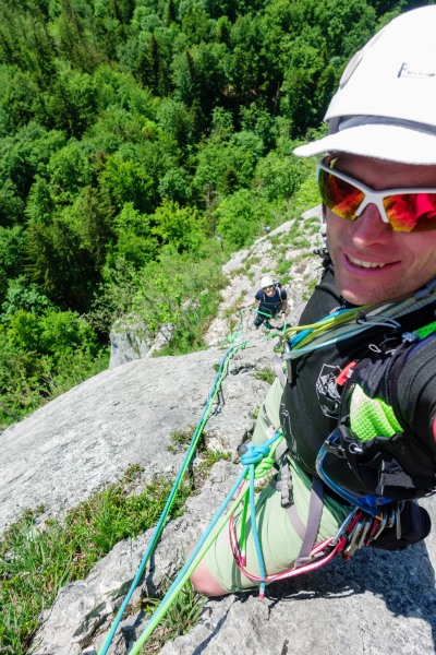 Cris and Johannes climbing at Plombergstein (Climbing Holiday June 2019)