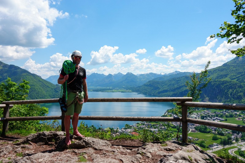 Cris at the top of the climb (Climbing Holiday June 2019)