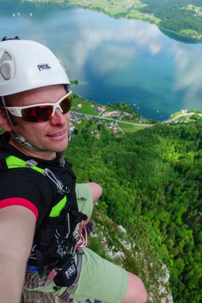 Cris sits above thin air (Climbing Holiday June 2019)
