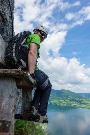 Johannes perching on the seat (Climbing Holiday June 2019)