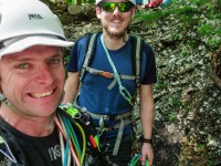 Cris and Johannes getting ready to climb (Climbing Holiday June 2019)