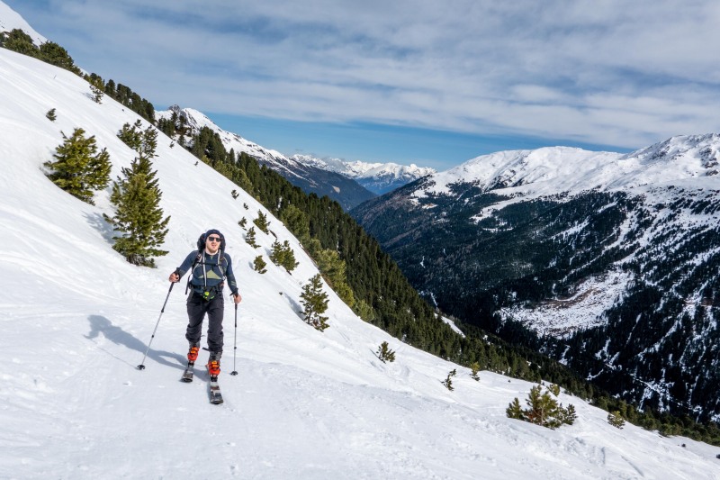 Johannes on skit tour to Lampsenspitze (Multisport weekend in Austria March 2024)