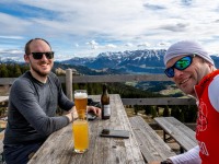 Taking a break at the Altkaser Alm (Multisport weekend in Austria March 2024)
