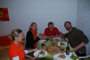 Eating pizza at Grit's 2 (Sonthofen, Germany)