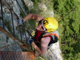 Emily climbing ladder (Lago di Garda)