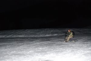 Franzi riding a snow bike (NTC am Nebelhorn, Germany)