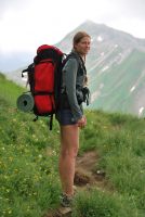 Frauke and pack 2 (Tramping Schrecksee, Germany)