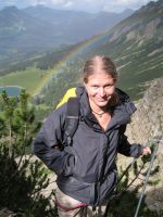 Frauke and rainbow (Salewa Klettersteig, Oberjoch, Germany)