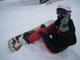 Kerry and board in the snow (Fellhorn, Germany)