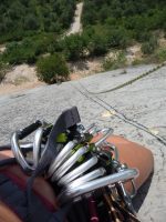 Quick draws on Frauke\'s harness (Lago di Garda, Italy)