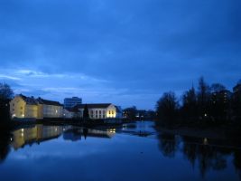 The Iller by night (Kempten, Germany)