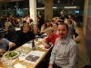 Annalie, Cass, Cris, and Ben eating out (London, England)
