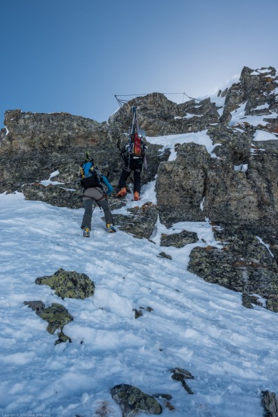 Going up (Arlberger Winterklettersteig March 2017)