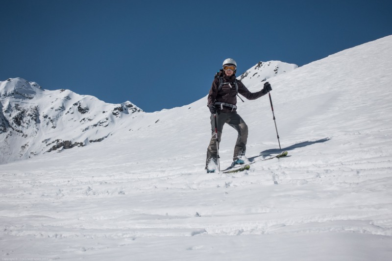 Leonie on her skis (Arlberger Winterklettersteig March 2017)