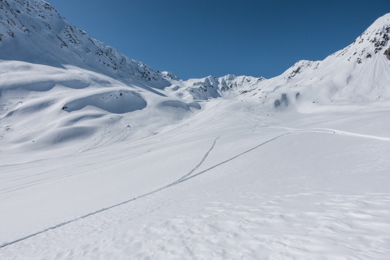 View back up (Arlberger Winterklettersteig March 2017)