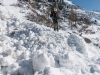 Leonie on avalanche debris (Arlberger Winterklettersteig March 2017)