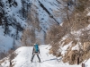 Leonie skiing down the ski track (Arlberger Winterklettersteig March 2017)
