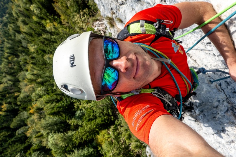Cris and trees below (Autumn adventures Dachstein Sept 2024)
